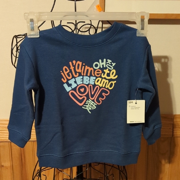 Kohl's Love Te Amo Liebe Jetaime Sweatshirt Baby 18 Months M So Soft Blue NEW - Picture 2 of 13